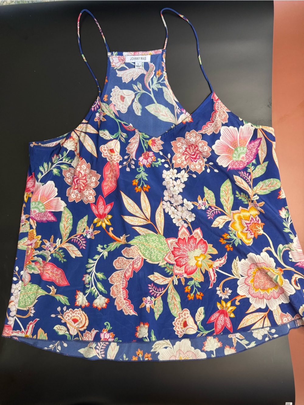 Johnny Was Blue Floral Halter-Style Camisole